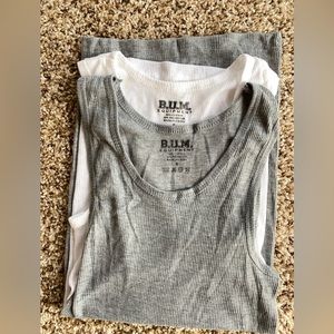 BUM Soft Tank Undershirts stretchy Men's S 2 Pack white grey